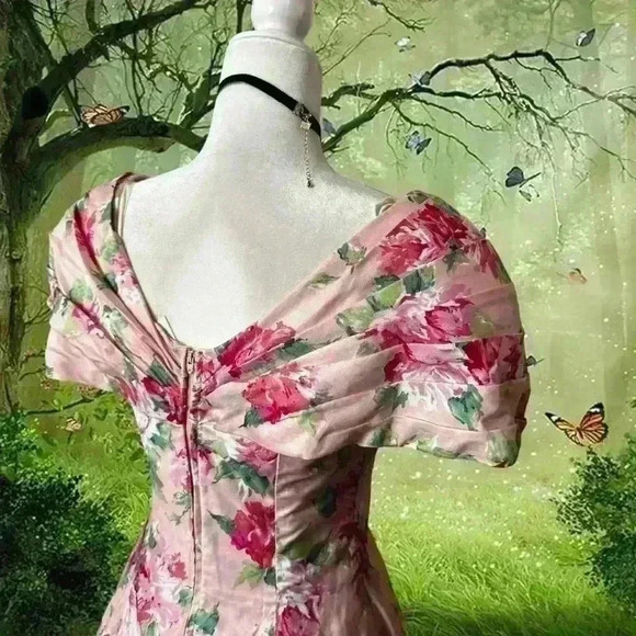Vintage ILGWU USA Positively Ellyn Pink Floral Coquette Dress Size 9-10 - Picture 9 of 11